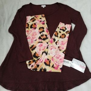 Lularoe Small Lynnae & OS Leggings Rose's And Cheetah/Leopard NEW